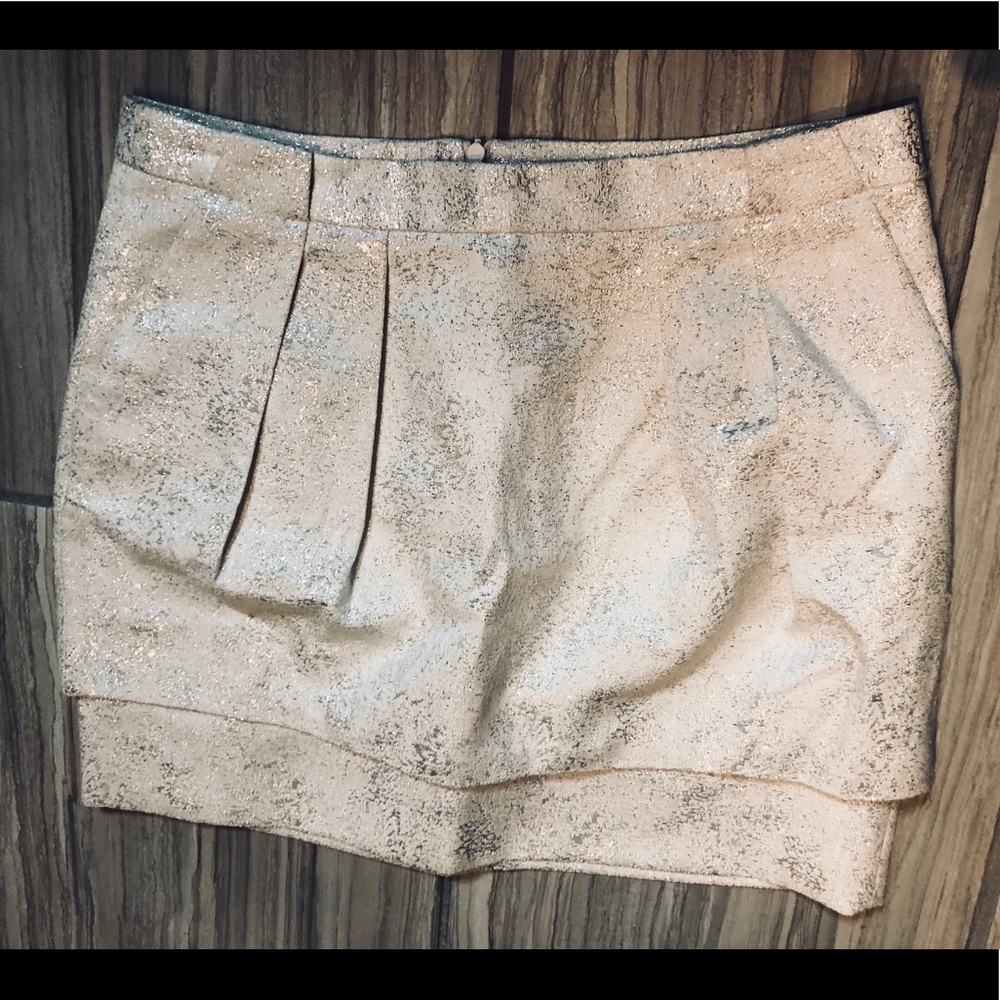 Zara Metallic Silver & White Mini skirt